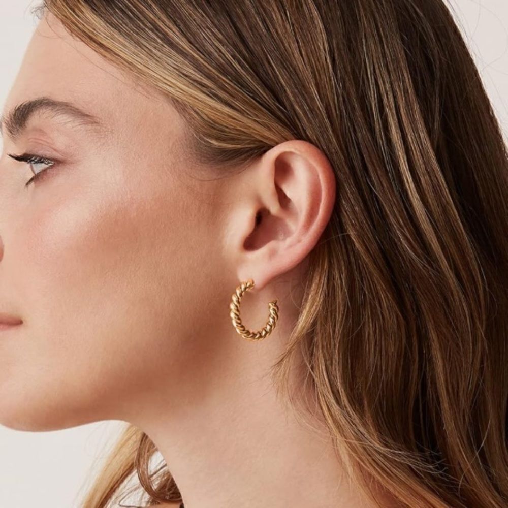 Twisted Rope 14k Gold Hoops